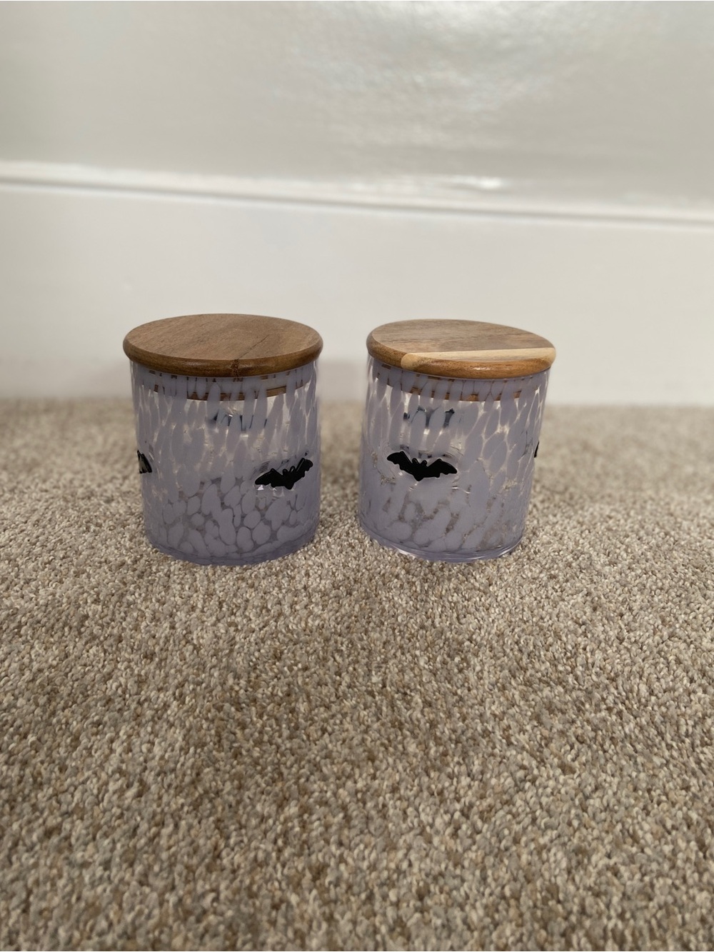 Halloween Murano Glass Canister Set With Bat Inlay - Set of 2 - Picture 3 of 11